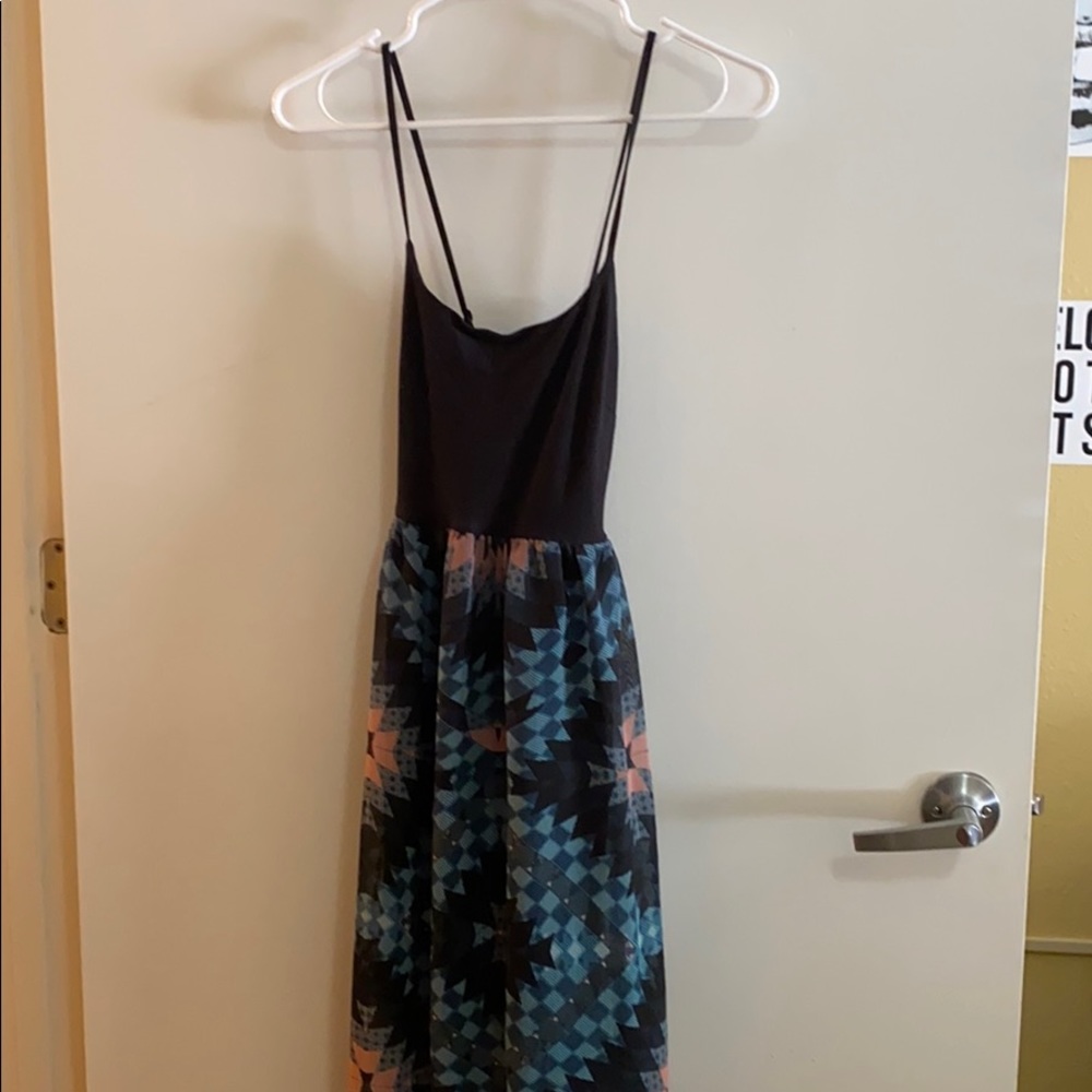Multicolored maxi dress with black top
